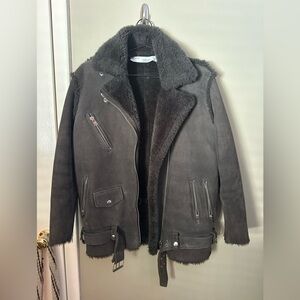 IRO Men's Dark Gray Shearling Jacket